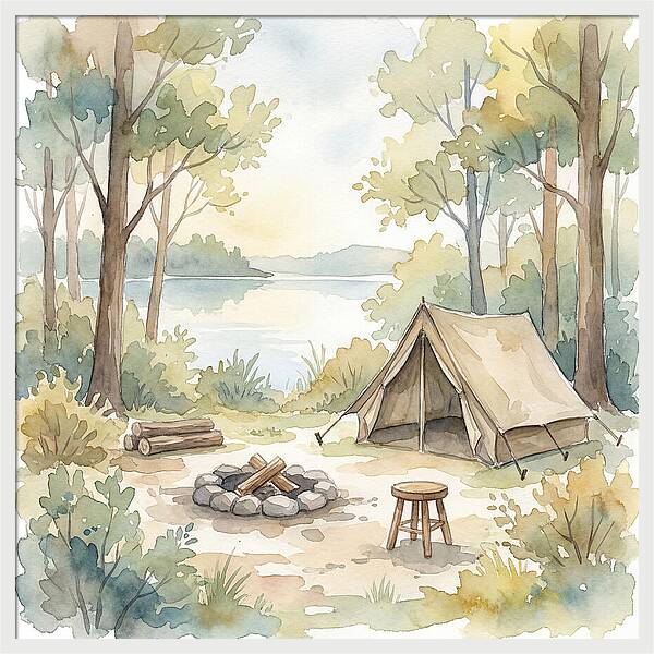 Campsite Serenity In Watercolor