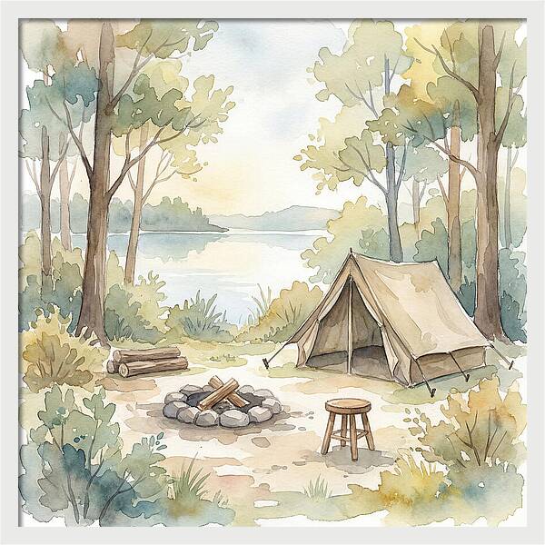 Campsite Serenity In Watercolor