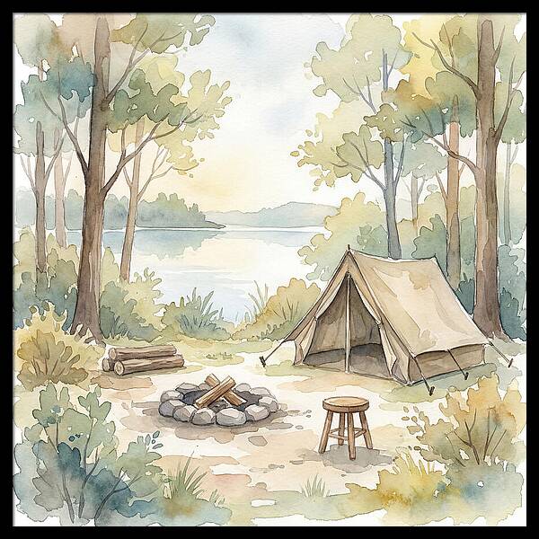 Campsite Serenity In Watercolor