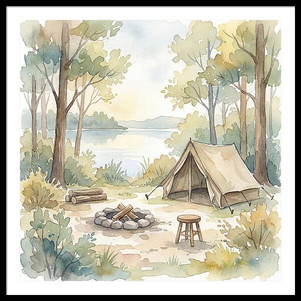 Campsite Serenity In Watercolor