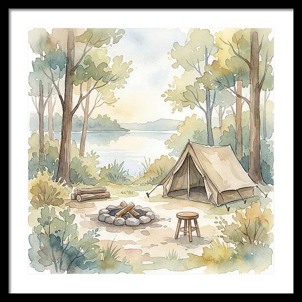 Campsite Serenity In Watercolor