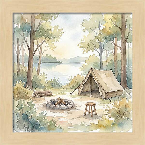 Campsite Serenity In Watercolor