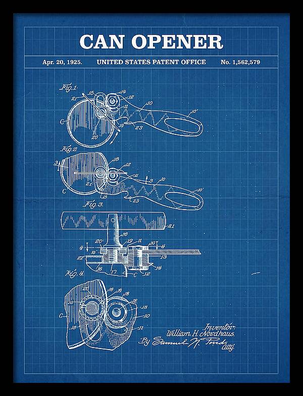 Can Opener Blueprint Patent Us1562579a