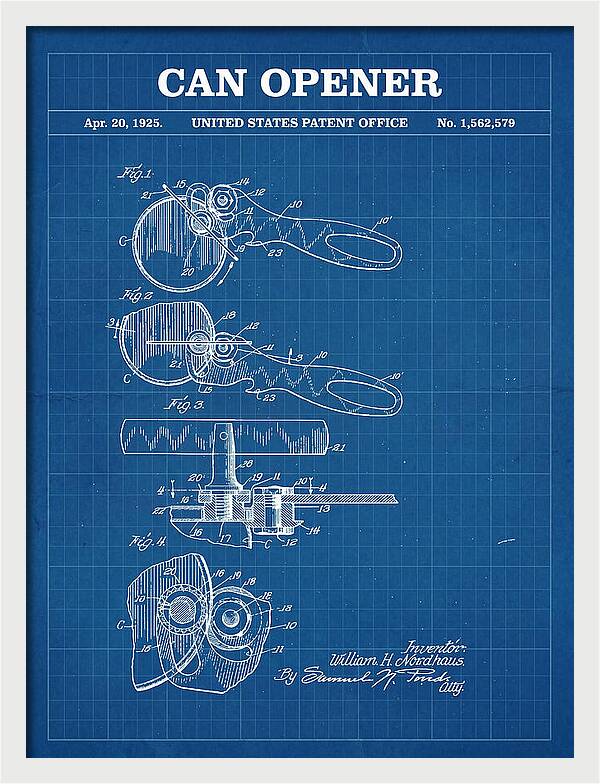 Can Opener Blueprint Patent Us1562579a