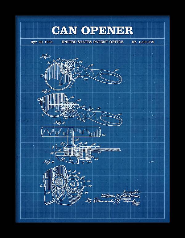 Can Opener Blueprint Patent Us1562579a