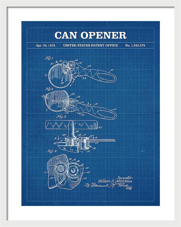Can Opener Blueprint Patent Us1562579a