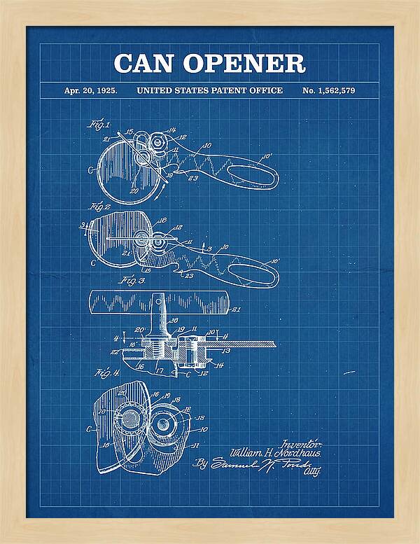 Can Opener Blueprint Patent Us1562579a