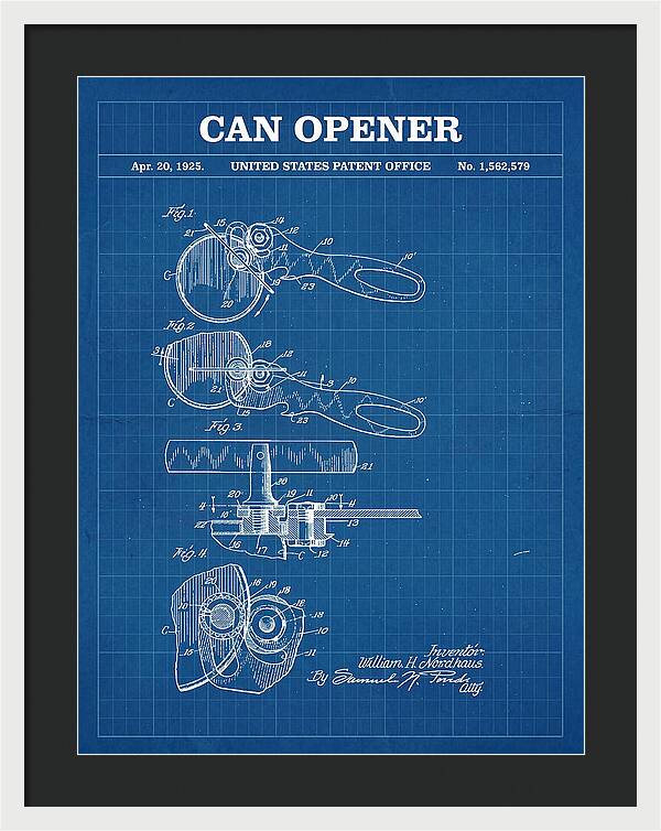 Can Opener Blueprint Patent Us1562579a