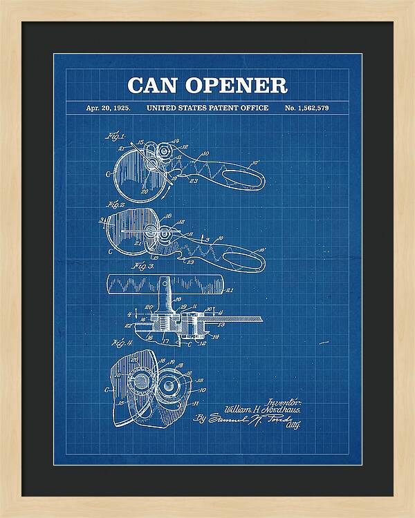 Can Opener Blueprint Patent Us1562579a