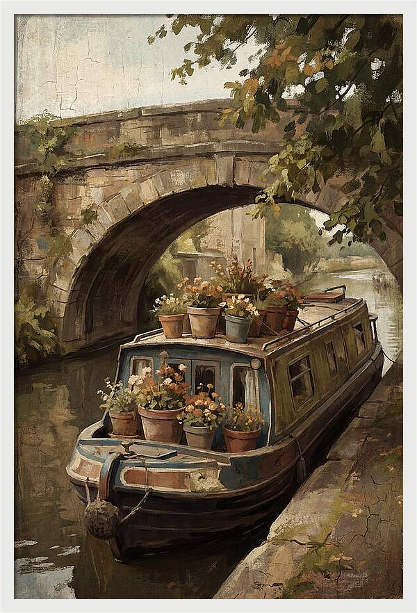 Canal Boat Under The Bridge
