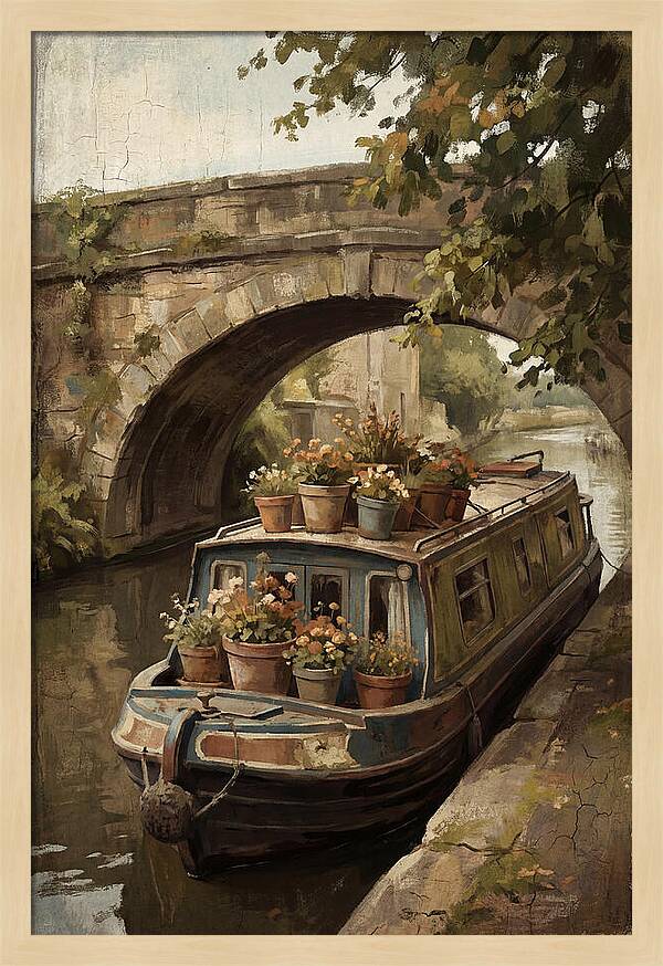 Canal Boat Under The Bridge