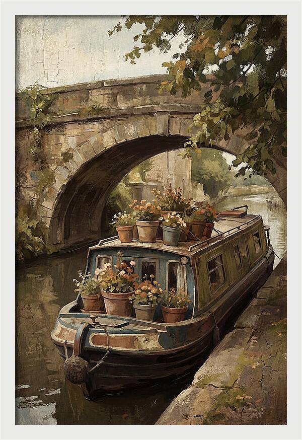 Canal Boat Under The Bridge
