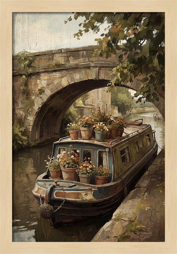 Canal Boat Under The Bridge