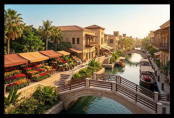 Canal Laced Cityscape At Dusk
