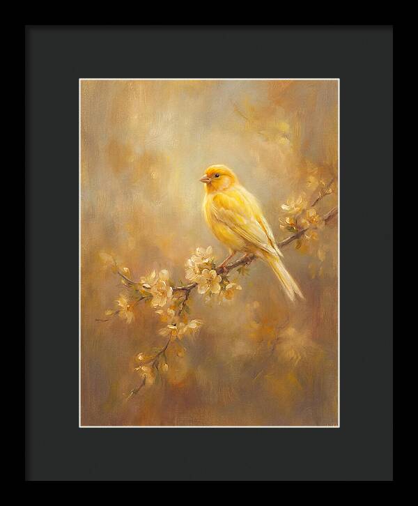 Canary Perched On Blossom