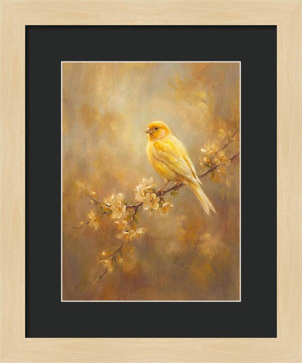 Canary Perched On Blossom