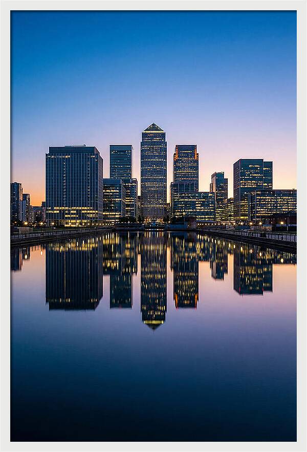 Canary Wharf Reflections At Dusk