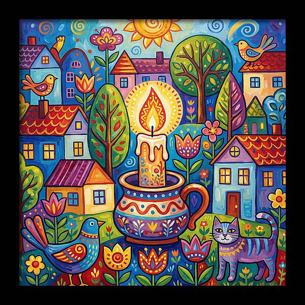 Candlelit Village Scene
