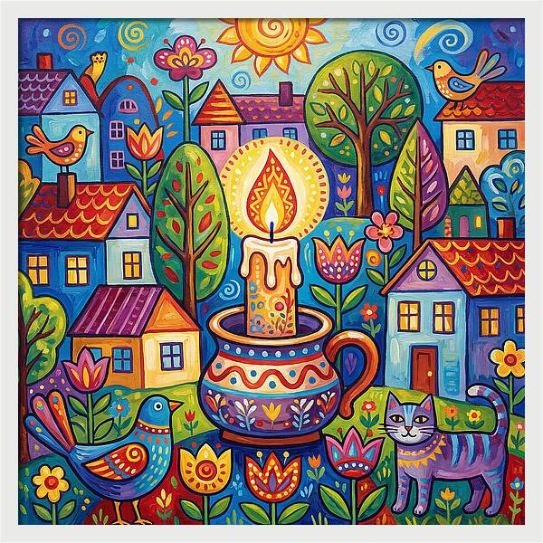 Candlelit Village Scene