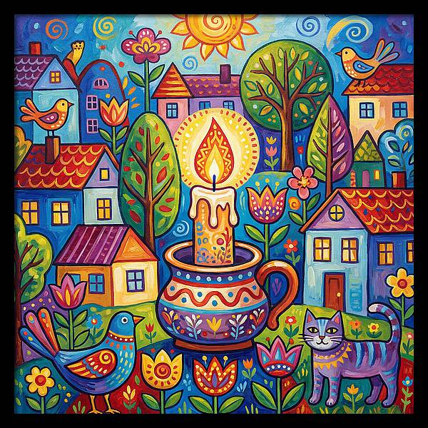 Candlelit Village Scene