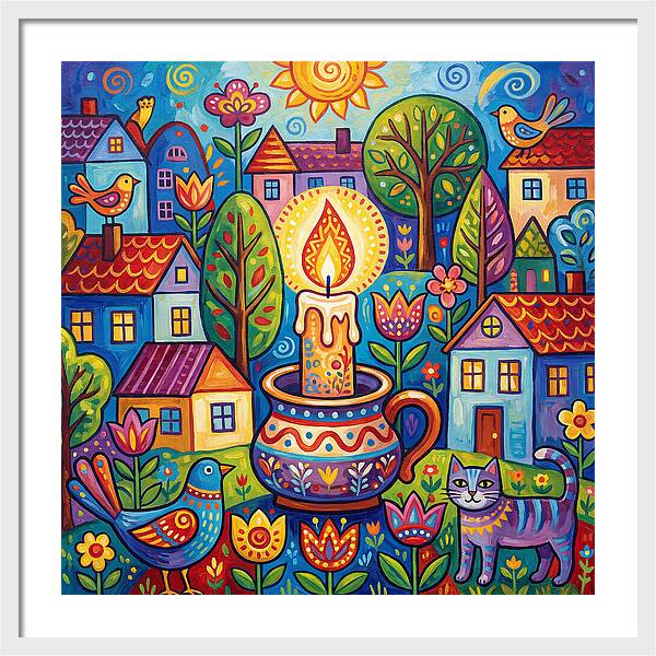 Candlelit Village Scene