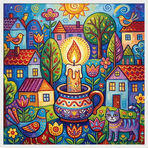 Candlelit Village Scene