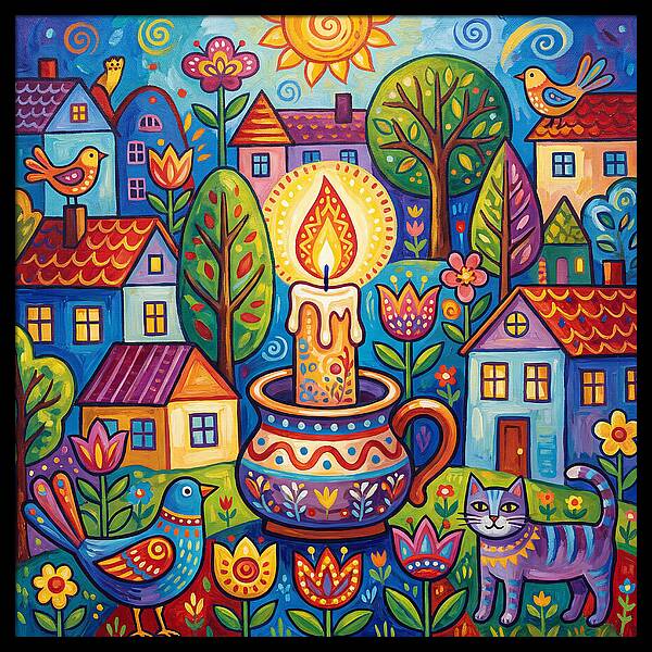 Candlelit Village Scene