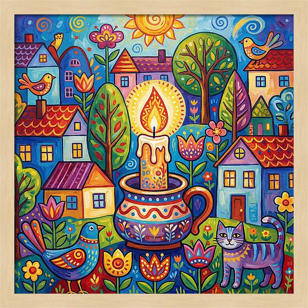 Candlelit Village Scene