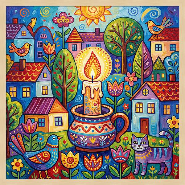 Candlelit Village Scene