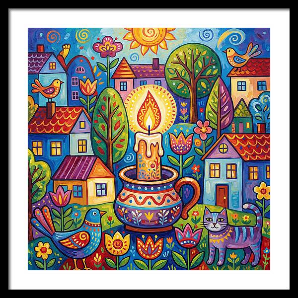Candlelit Village Scene