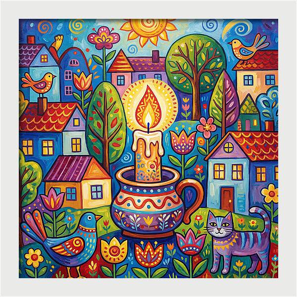 Candlelit Village Scene