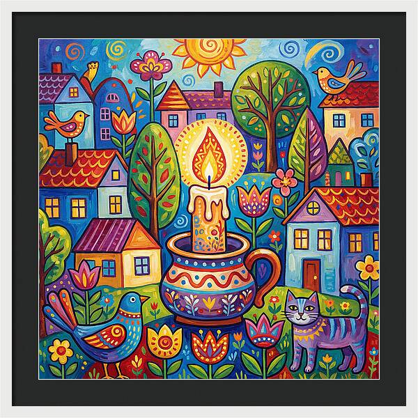 Candlelit Village Scene