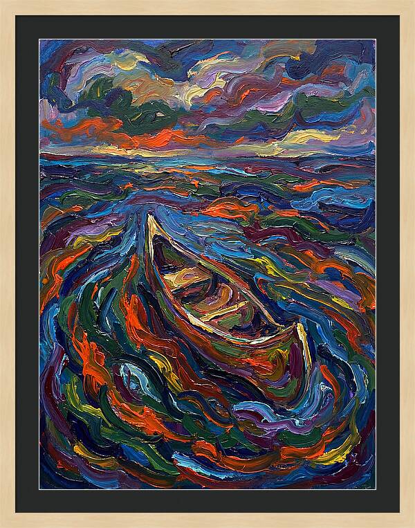 Canoe Amidst Vibrant Waves
