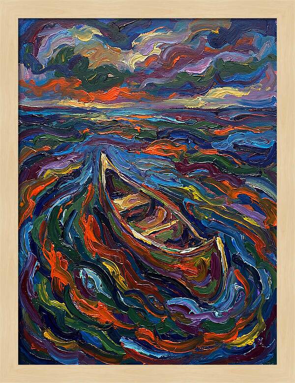 Canoe Amidst Vibrant Waves