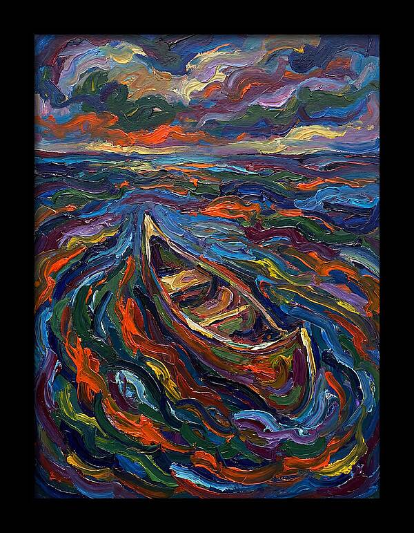 Canoe Amidst Vibrant Waves