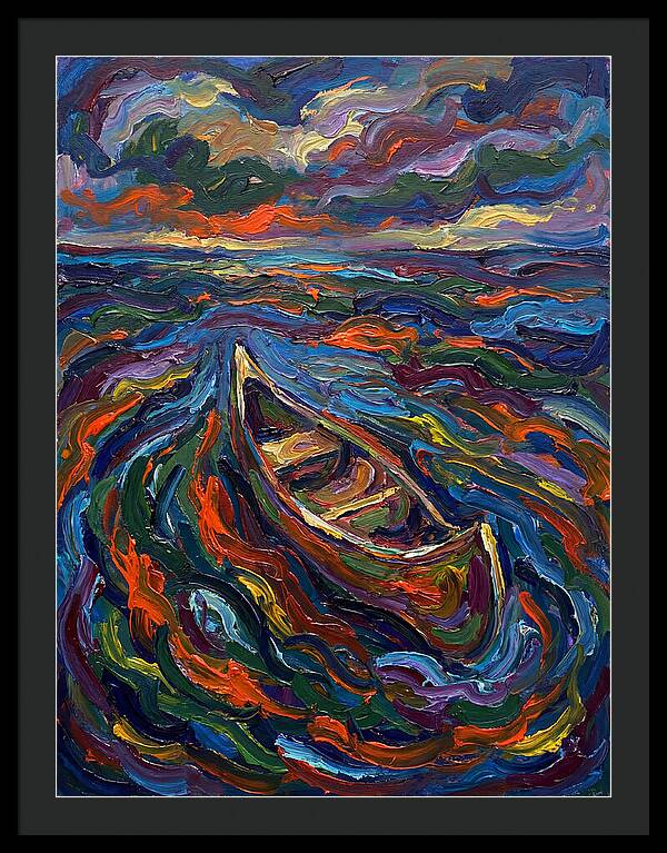 Canoe Amidst Vibrant Waves