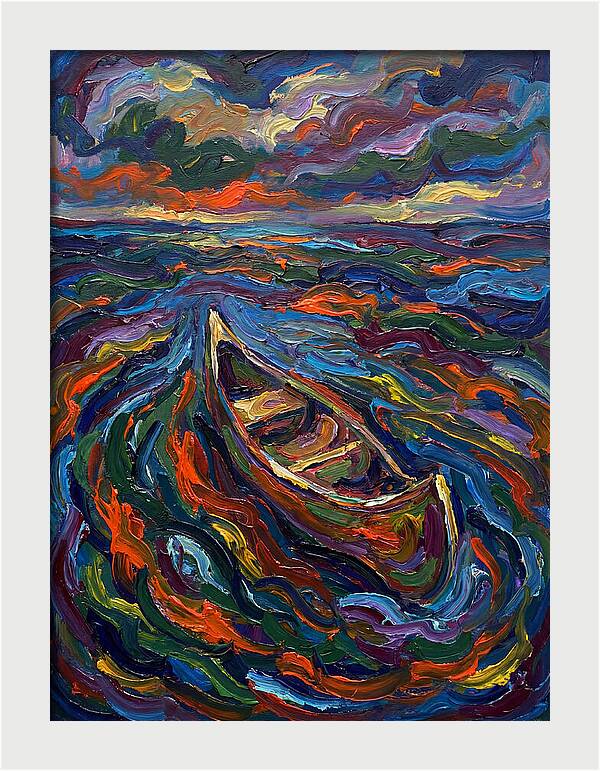Canoe Amidst Vibrant Waves