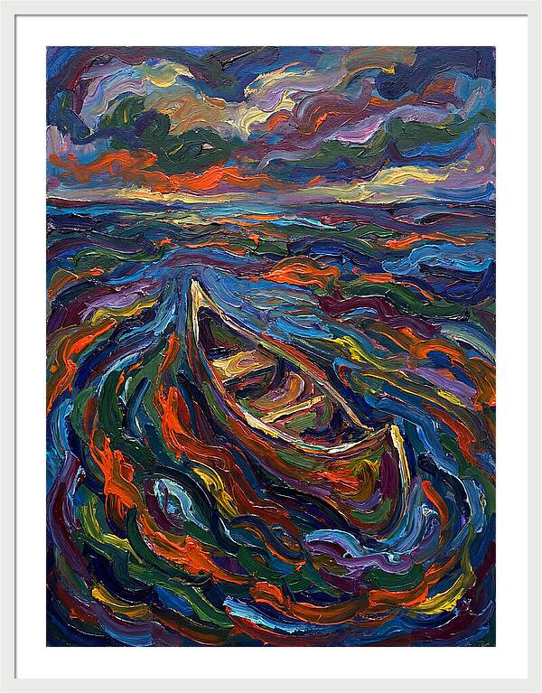 Canoe Amidst Vibrant Waves