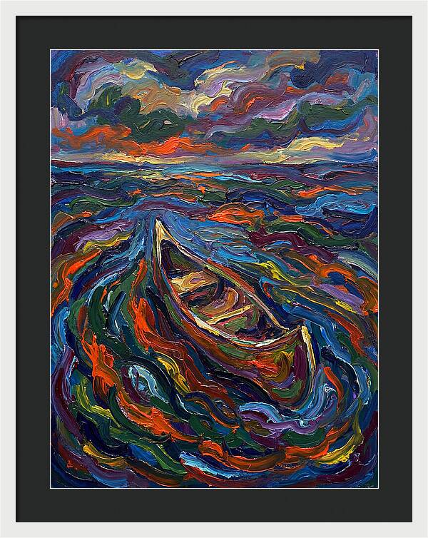Canoe Amidst Vibrant Waves