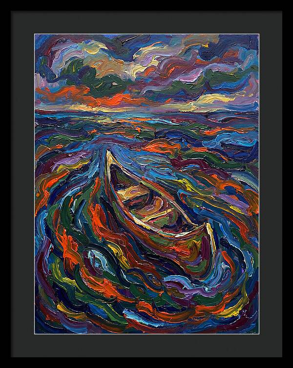 Canoe Amidst Vibrant Waves