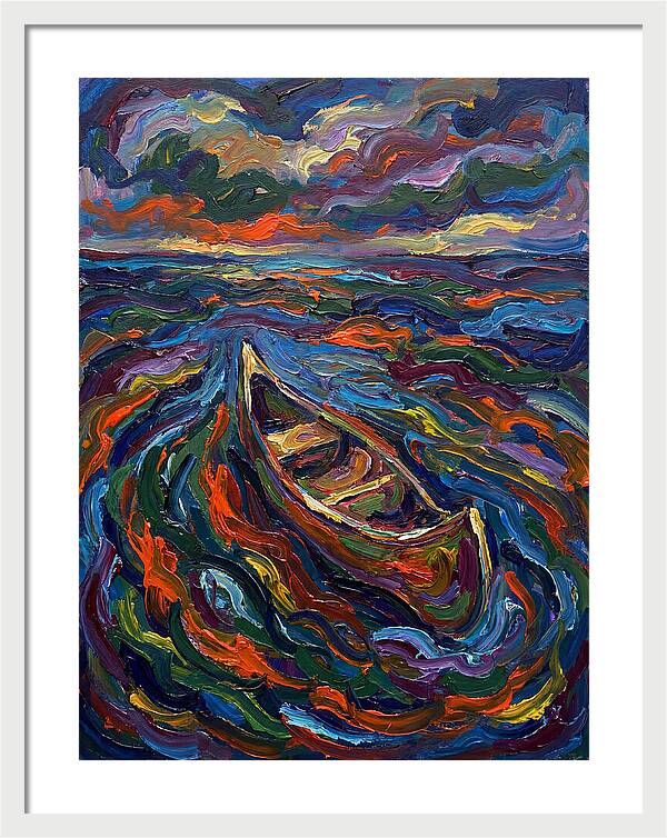 Canoe Amidst Vibrant Waves