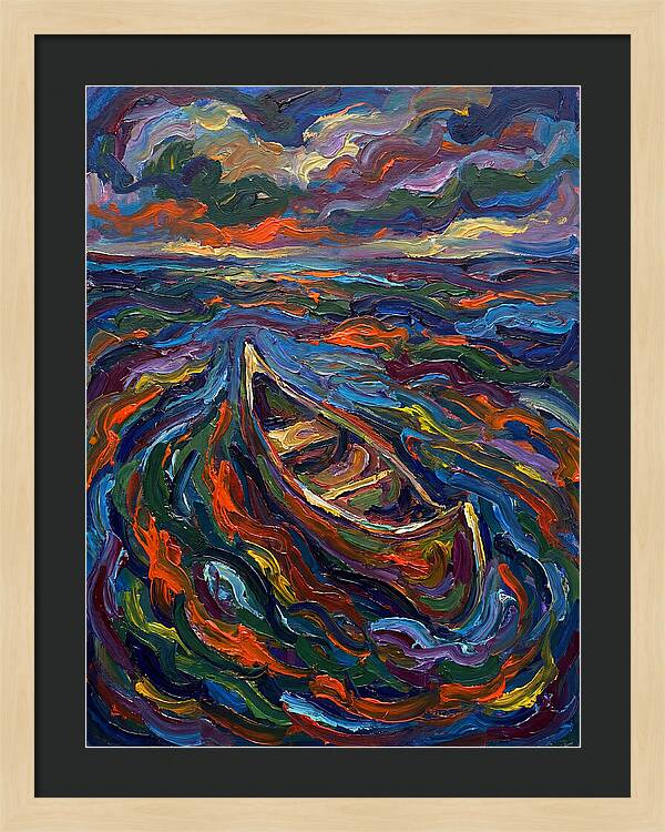 Canoe Amidst Vibrant Waves