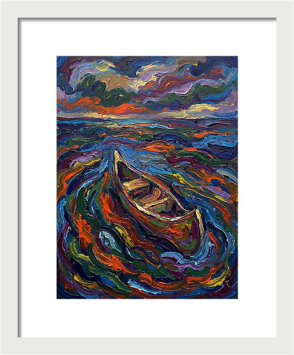 Canoe Amidst Vibrant Waves