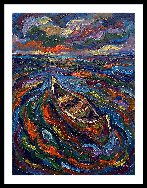 Canoe Amidst Vibrant Waves