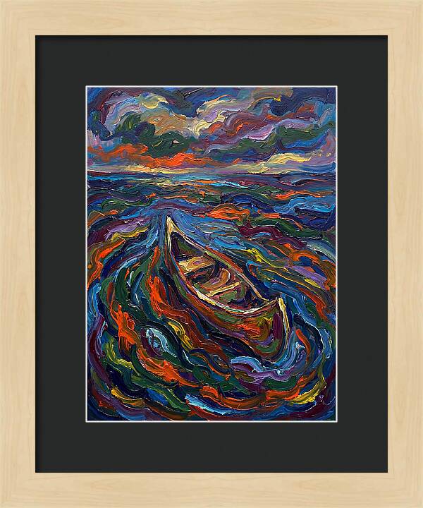 Canoe Amidst Vibrant Waves