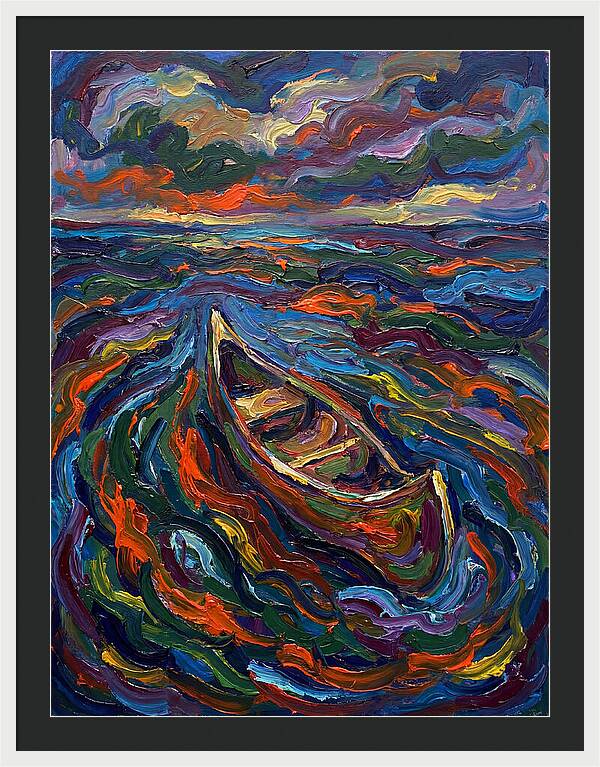 Canoe Amidst Vibrant Waves