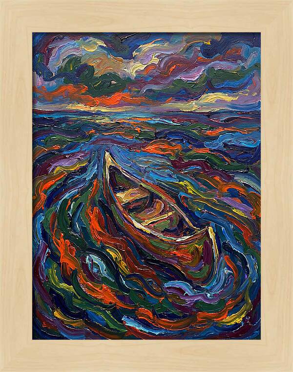 Canoe Amidst Vibrant Waves