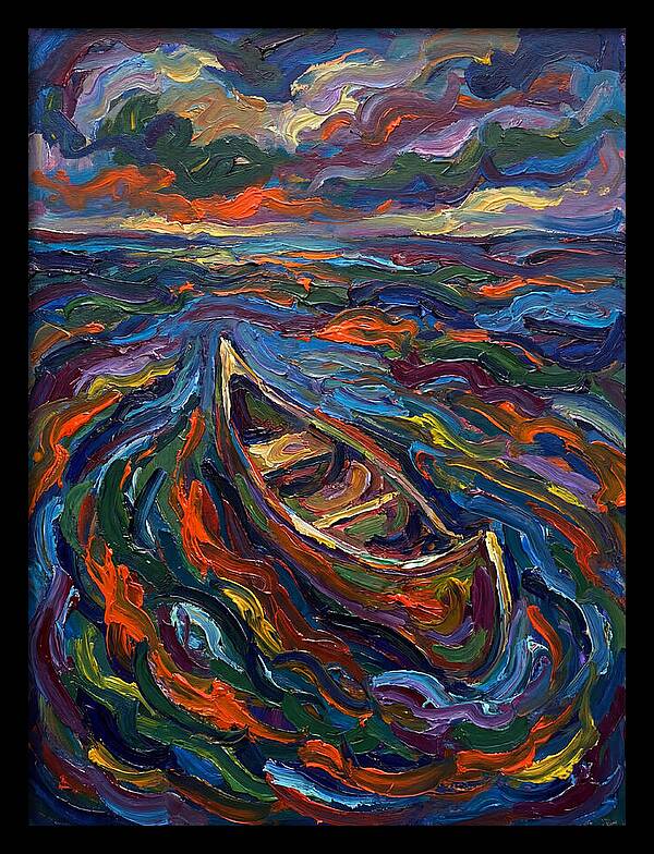Canoe Amidst Vibrant Waves