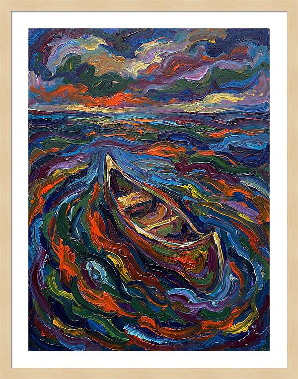 Canoe Amidst Vibrant Waves