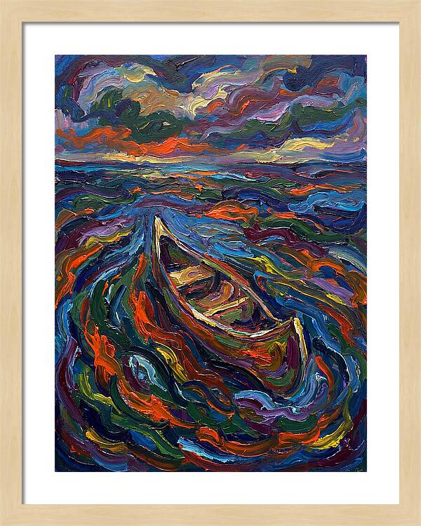 Canoe Amidst Vibrant Waves